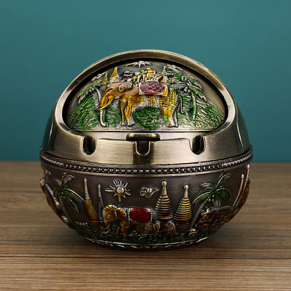 Office Table Accessories Unique - Retro metalen asbak met deksel, decoratief