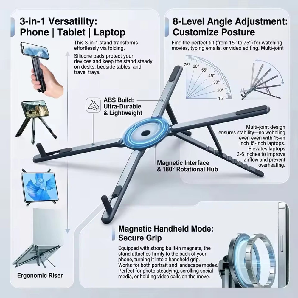 Tablet Ipad Accessories - Draagbare magnetische telefoonhouder & selfie stick